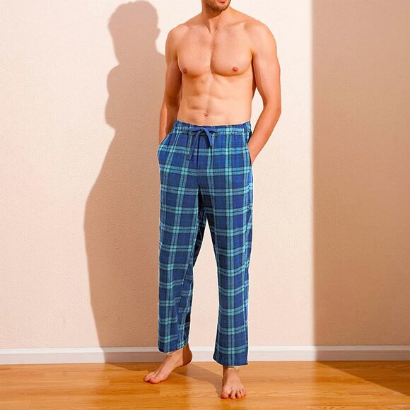 Men's Ultra-Soft Cozy Comfy Breathable Flannel Plaid Lounge Pajama Sleep Pants - Picture 6 of 16